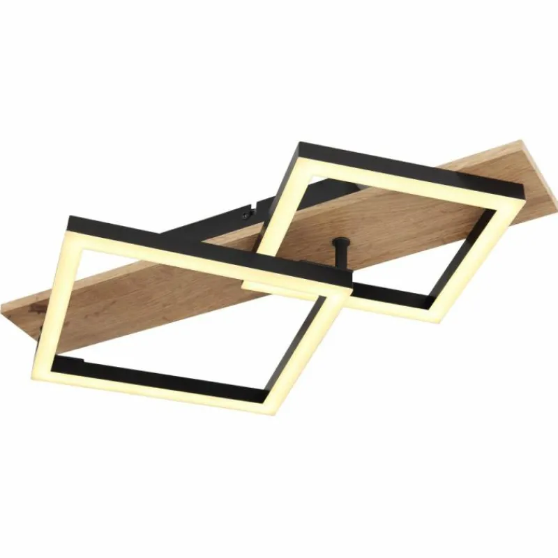 Lampes En Bois-Luminaires Globo Lighting Plafonnier Globo BEATRIX LED Couleur bois, Noir, 1 lumière