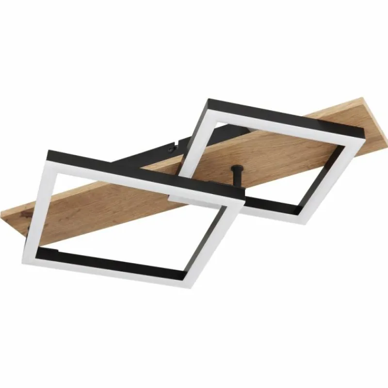 Lampes En Bois-Luminaires Globo Lighting Plafonnier Globo BEATRIX LED Couleur bois, Noir, 1 lumière