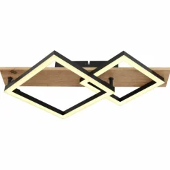 Lampes En Bois-Luminaires Globo Lighting Plafonnier Globo BEATRIX LED Couleur bois, Noir, 1 lumière