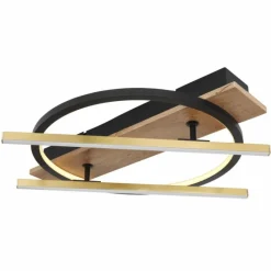 Lampes En Bois-Luminaires Globo Lighting Plafonnier Globo BEATRIX LED Couleur bois, Noir, 2 lumières