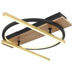 Lampes En Bois-Luminaires Globo Lighting Plafonnier Globo BEATRIX LED Couleur bois, Noir, 2 lumières