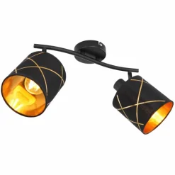 Lampes En Tissu-Luminaires Globo Lighting Plafonnier Globo BEMMO Noir, 2 lumières