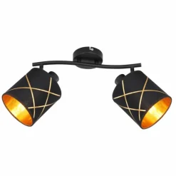 Lampes En Tissu-Luminaires Globo Lighting Plafonnier Globo BEMMO Noir, 2 lumières