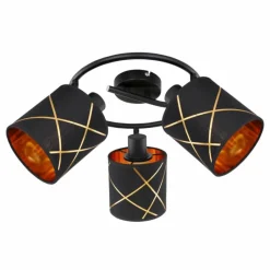 Lampes En Tissu-Luminaires Globo Lighting Plafonnier Globo BEMMO Noir, 3 lumières
