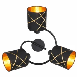 Lampes En Tissu-Luminaires Globo Lighting Plafonnier Globo BEMMO Noir, 3 lumières