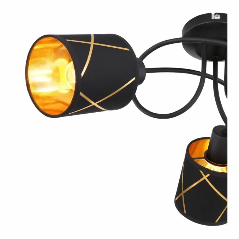 Lampes En Tissu-Luminaires Globo Lighting Plafonnier Globo BEMMO Noir, 3 lumières
