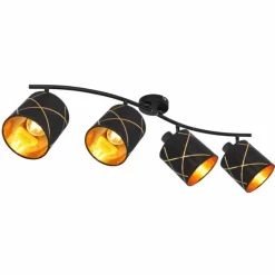 Lampes En Tissu-Luminaires Globo Lighting Plafonnier Globo BEMMO Noir, 4 lumières