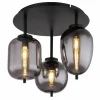 Suspension Verre Fumé-Luminaires Globo Lighting Plafonnier Globo BLACKY Noir, 3 lumières