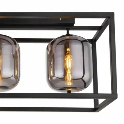 Suspension Verre Fumé-Luminaires Globo Lighting Plafonnier Globo BLACKY Noir, 3 lumières