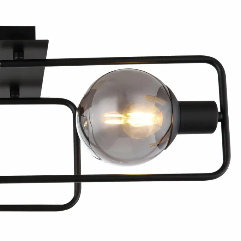 Suspension Verre Fumé-Luminaires Globo Lighting Plafonnier Globo BLAMA Noir, 2 lumières