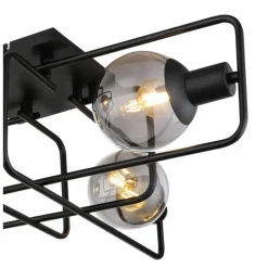Suspension Verre Fumé-Luminaires Globo Lighting Plafonnier Globo BLAMA Noir, 4 lumières