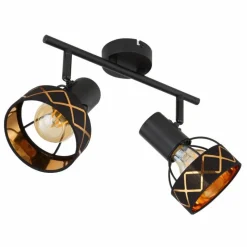 Lampes En Tissu-Luminaires Globo Lighting Plafonnier Globo BLANCA Noir, 2 lumières
