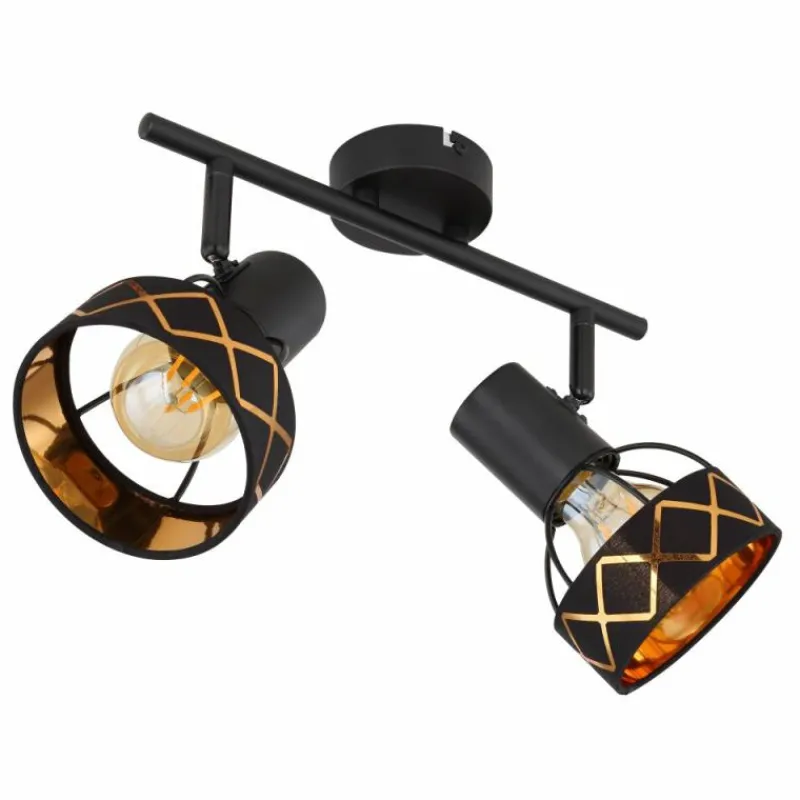 Lampes En Tissu-Luminaires Globo Lighting Plafonnier Globo BLANCA Noir, 2 lumières