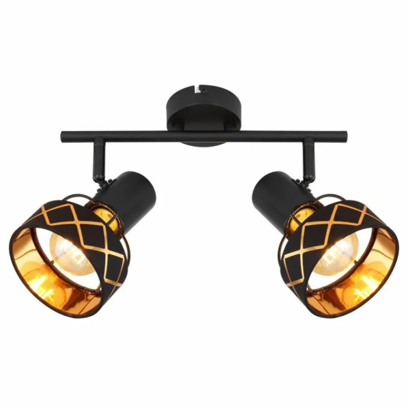 Lampes En Tissu-Luminaires Globo Lighting Plafonnier Globo BLANCA Noir, 2 lumières
