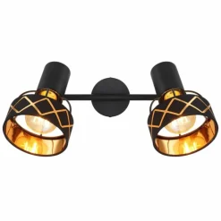 Lampes En Tissu-Luminaires Globo Lighting Plafonnier Globo BLANCA Noir, 2 lumières