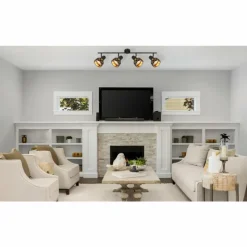 Lampes En Tissu-Luminaires Globo Lighting Plafonnier Globo BLANCA Noir, 4 lumières