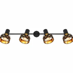 Lampes En Tissu-Luminaires Globo Lighting Plafonnier Globo BLANCA Noir, 4 lumières