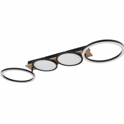 Lampes En Bois-Luminaires Globo Lighting Plafonnier Globo BOSSY LED Couleur bois, Noir, 1 lumière