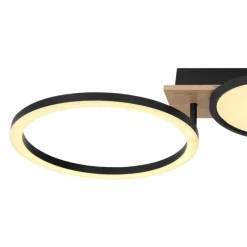 Lampes En Bois-Luminaires Globo Lighting Plafonnier Globo BOSSY LED Couleur bois, Noir, 1 lumière