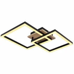 Lampes En Bois-Luminaires Globo Lighting Plafonnier Globo BOSSY LED Brun, Couleur bois, Noir, 1 lumière