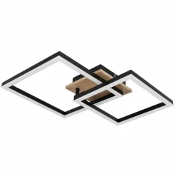 Lampes En Bois-Luminaires Globo Lighting Plafonnier Globo BOSSY LED Brun, Couleur bois, Noir, 1 lumière