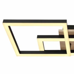 Lampes En Bois-Luminaires Globo Lighting Plafonnier Globo BOSSY LED Couleur bois, Noir, 1 lumière