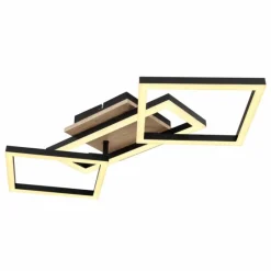 Lampes En Bois-Luminaires Globo Lighting Plafonnier Globo BOSSY LED Couleur bois, Noir, 1 lumière