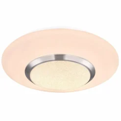 Luminaires Globo Lighting Plafonnier Globo CANDIDA LED Nickel mat, Blanc, 1 lumière, Télécommandes, Changeur de couleurs* Éclairage Led