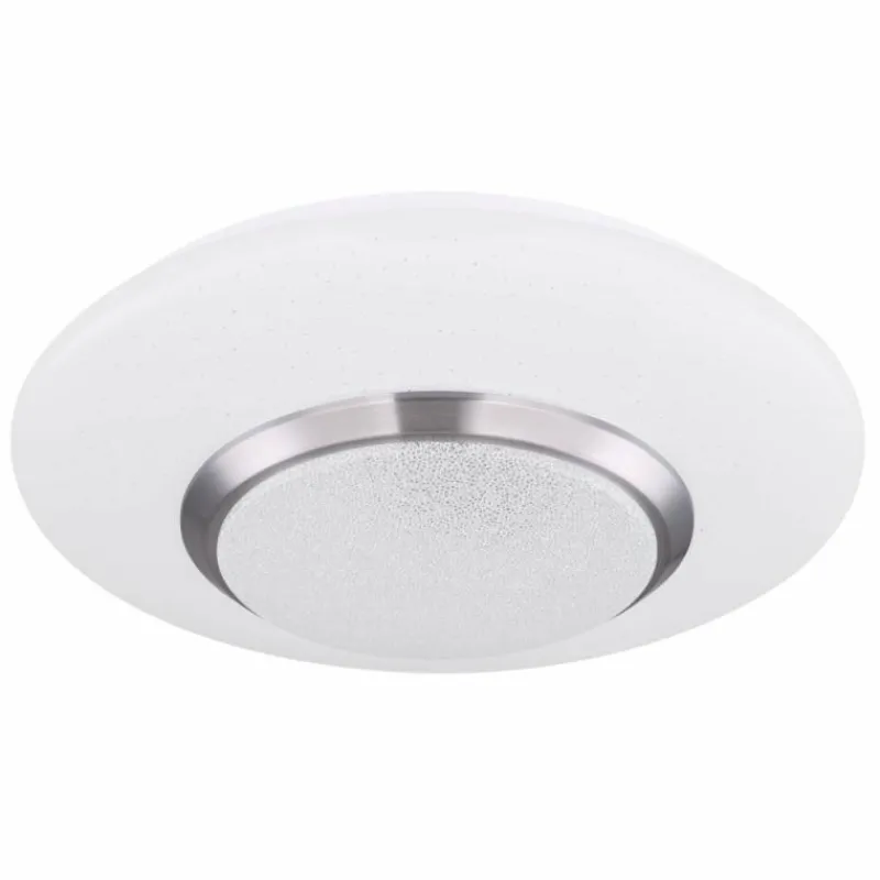 Luminaires Globo Lighting Plafonnier Globo CANDIDA LED Nickel mat, Blanc, 1 lumière, Télécommandes, Changeur de couleurs* Éclairage Led