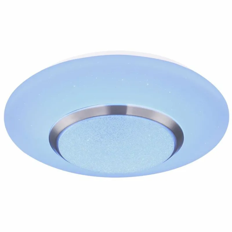 Luminaires Globo Lighting Plafonnier Globo CANDIDA LED Nickel mat, Blanc, 1 lumière, Télécommandes, Changeur de couleurs* Éclairage Led