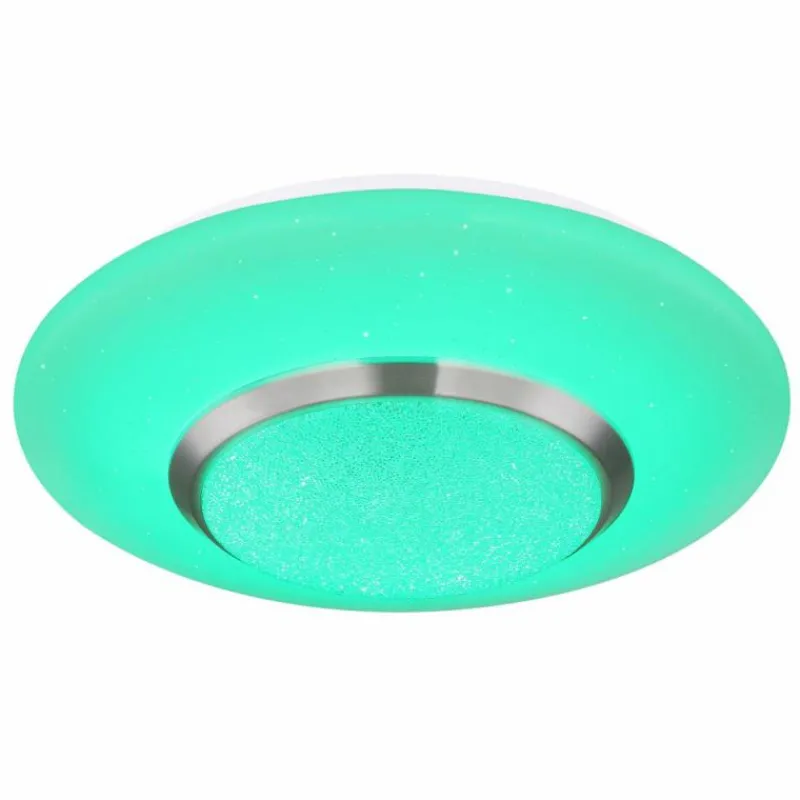 Luminaires Globo Lighting Plafonnier Globo CANDIDA LED Nickel mat, Blanc, 1 lumière, Télécommandes, Changeur de couleurs* Éclairage Led