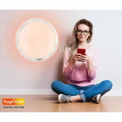 Luminaires Globo Lighting Plafonnier Globo CARRY LED Blanc, 1 lumière, Télécommandes, Changeur de couleurs