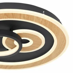 Luminaires Globo Lighting Plafonnier Globo CHESSY LED Couleur bois, Noir, Blanc, 1 lumière, Télécommandes