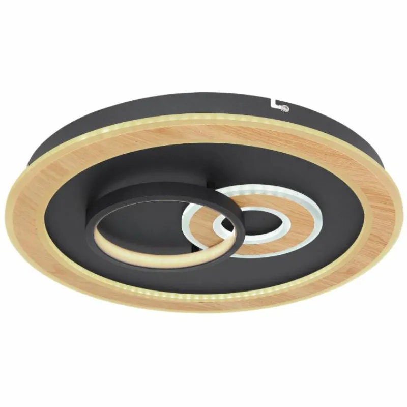 Luminaires Globo Lighting Plafonnier Globo CHESSY LED Couleur bois, Noir, Blanc, 1 lumière, Télécommandes