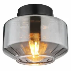 Suspension Verre Fumé-Luminaires Globo Lighting Plafonnier Globo CHRISTIANA Noir, 1 lumière