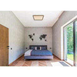 Lampes En Bois-Luminaires Globo Lighting Plafonnier Globo CINDERELLA LED Couleur bois, Blanc, 1 lumière