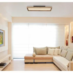 Lampes En Bois-Luminaires Globo Lighting Plafonnier Globo CINDERELLA LED Couleur bois, Blanc, 1 lumière