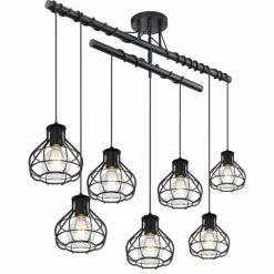 Luminaires Scandinaves-Luminaires Globo Lighting Plafonnier Globo CLASTRA Noir, 7 lumières