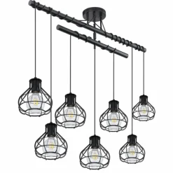 Luminaires Scandinaves-Luminaires Globo Lighting Plafonnier Globo CLASTRA Noir, 7 lumières