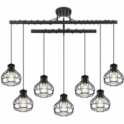 Luminaires Scandinaves-Luminaires Globo Lighting Plafonnier Globo CLASTRA Noir, 7 lumières