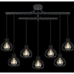 Luminaires Scandinaves-Luminaires Globo Lighting Plafonnier Globo CLASTRA Noir, 7 lumières