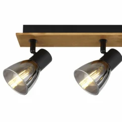 Suspension Verre Fumé-Luminaires Globo Lighting Plafonnier Globo CLAUDE Bois foncé, Noir, 3 lumières