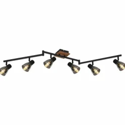 Suspension Verre Fumé-Luminaires Globo Lighting Plafonnier Globo CLAUDE Brun, Noir, 6 lumières