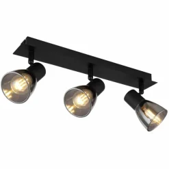 Suspension Verre Fumé-Luminaires Globo Lighting Plafonnier Globo CLAUDE Noir, 3 lumières