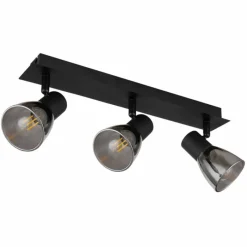 Suspension Verre Fumé-Luminaires Globo Lighting Plafonnier Globo CLAUDE Noir, 3 lumières