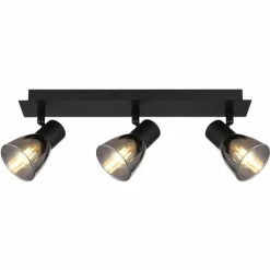 Suspension Verre Fumé-Luminaires Globo Lighting Plafonnier Globo CLAUDE Noir, 3 lumières