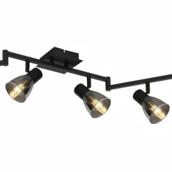 Suspension Verre Fumé-Luminaires Globo Lighting Plafonnier Globo CLAUDE Noir, 6 lumières