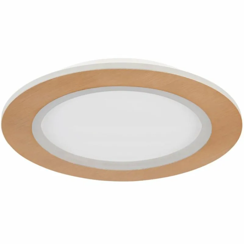 Lampes En Bois-Luminaires Globo Lighting Plafonnier Globo CLAY LED Couleur bois, Blanc, 1 lumière