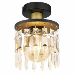 Suspension Verre Fumé-Luminaires Globo Lighting Plafonnier Globo COMMA Laiton, Noir, 1 lumière