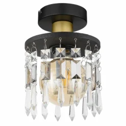 Suspension Verre Fumé-Luminaires Globo Lighting Plafonnier Globo COMMA Laiton, Noir, 1 lumière